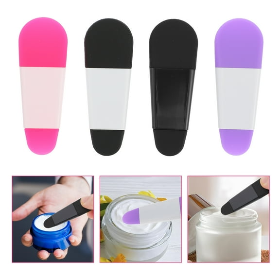 YUYUETIME 8Pack Face Cream Mini Spoon for Women Plastic Face Cream Spatula Dark Purple Head with White Handle