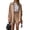 Khaki, variant on Womens Two Piece Wrinkle Fabric Collared Long Sleeve Shirt and High Waist Drawstring Shorts Set Orange XL