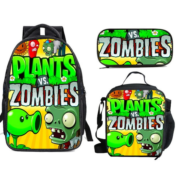 Juego de mochilas escolares Zombies Plants, 3 piezas con bolsa de hombro