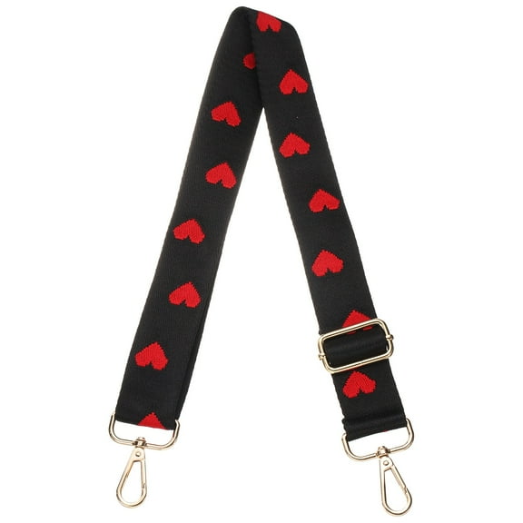 Uxcell Purse Straps Replacement Crossbody, 51 Inch Wide Shoulder Bag Strap Adjustable Canvas Straps for Handbag Wallet Clutch Crossbody Bags, Black Heart