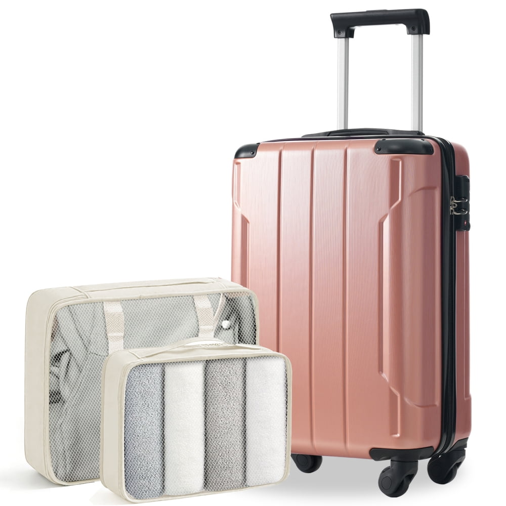 DECMAY 20" Hardshell Carry-On Luggage with 2 Packing Cubes, ABS Spinner Wheels & TSA Lock