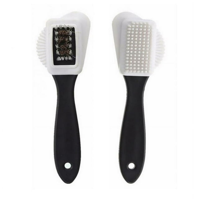 Paquete de dos: cepillo para gamuza de 4 lados, cepillo multifuncional para nobuk para limpieza de zapatos y botas, cepillo de cerdas de nailon de