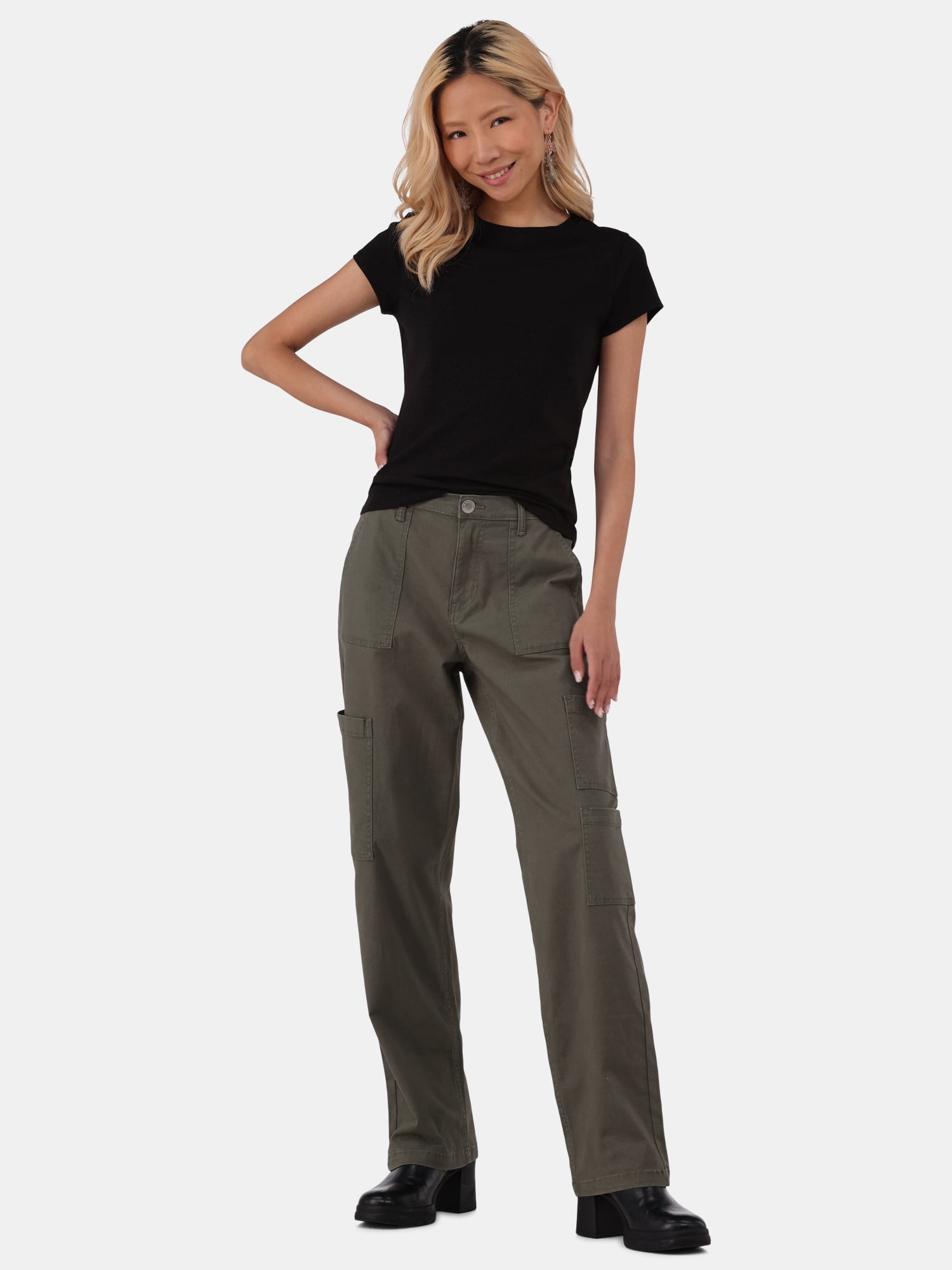 No Boundaries Wide Leg Cargo Pants, 31'' Inseam, Women's