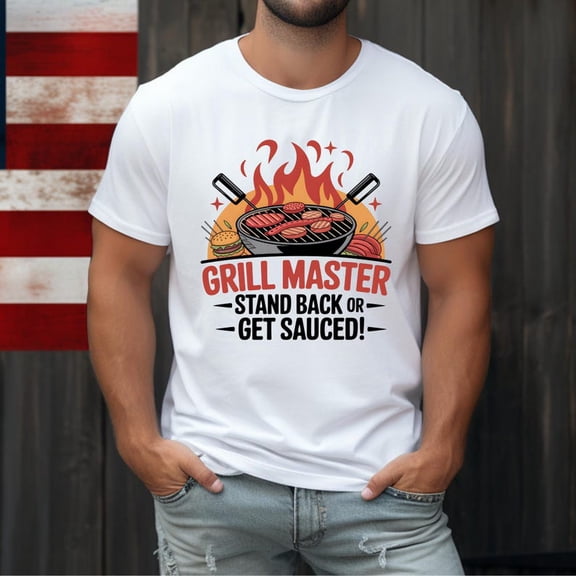 Grill Master Funny BBQ T-Shirt for Men, Stand Back or Get Sauced Graphic Tee, BBQ Dad Shirt, Backyard Barbecue Gift, Fathers Day Grill Lover Tee