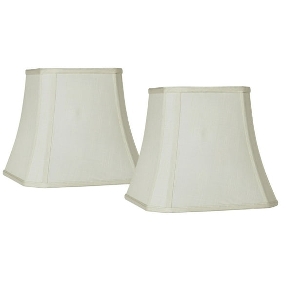 Springcrest Set of 2 Square Lamp Shades Creme Medium 8" Top x 16" Bottom x 11" Slant Spider with Replacement Harp and Finial
