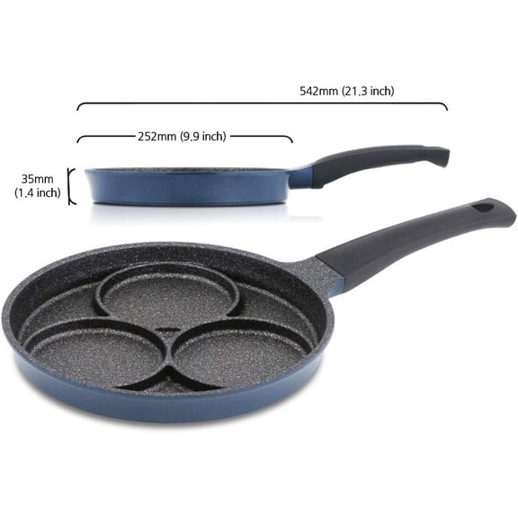 3-Cup Nonstick Egg Frying Pan for Induction Stovetop, Heavy-Duty Aluminum Cooker with Ergonomic Handle