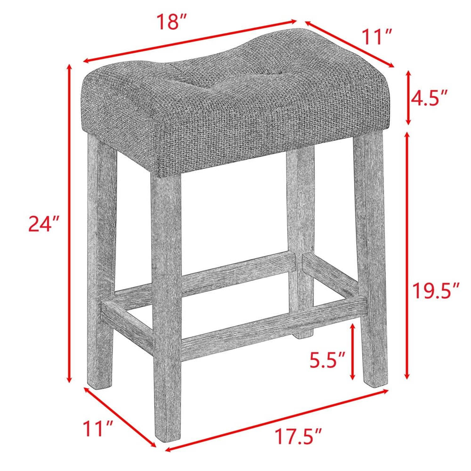 Demi Bonn 4-Piece Dining Table Set with 3 Upholstered Bar Stool and Power Outlets,dustrial Kitchen Bar Table Furniture Sets for Living Room, Apartment, Gray
