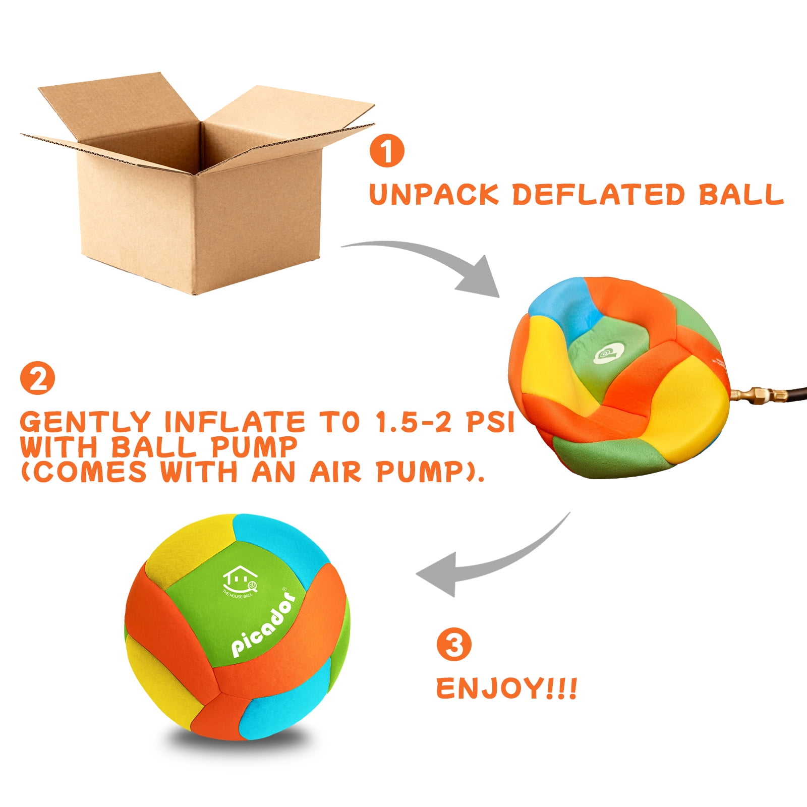 PP PICADOR Softy Volleyball, Indoor Silent Balls for Kids Girls Boys Practicing,  with Pump