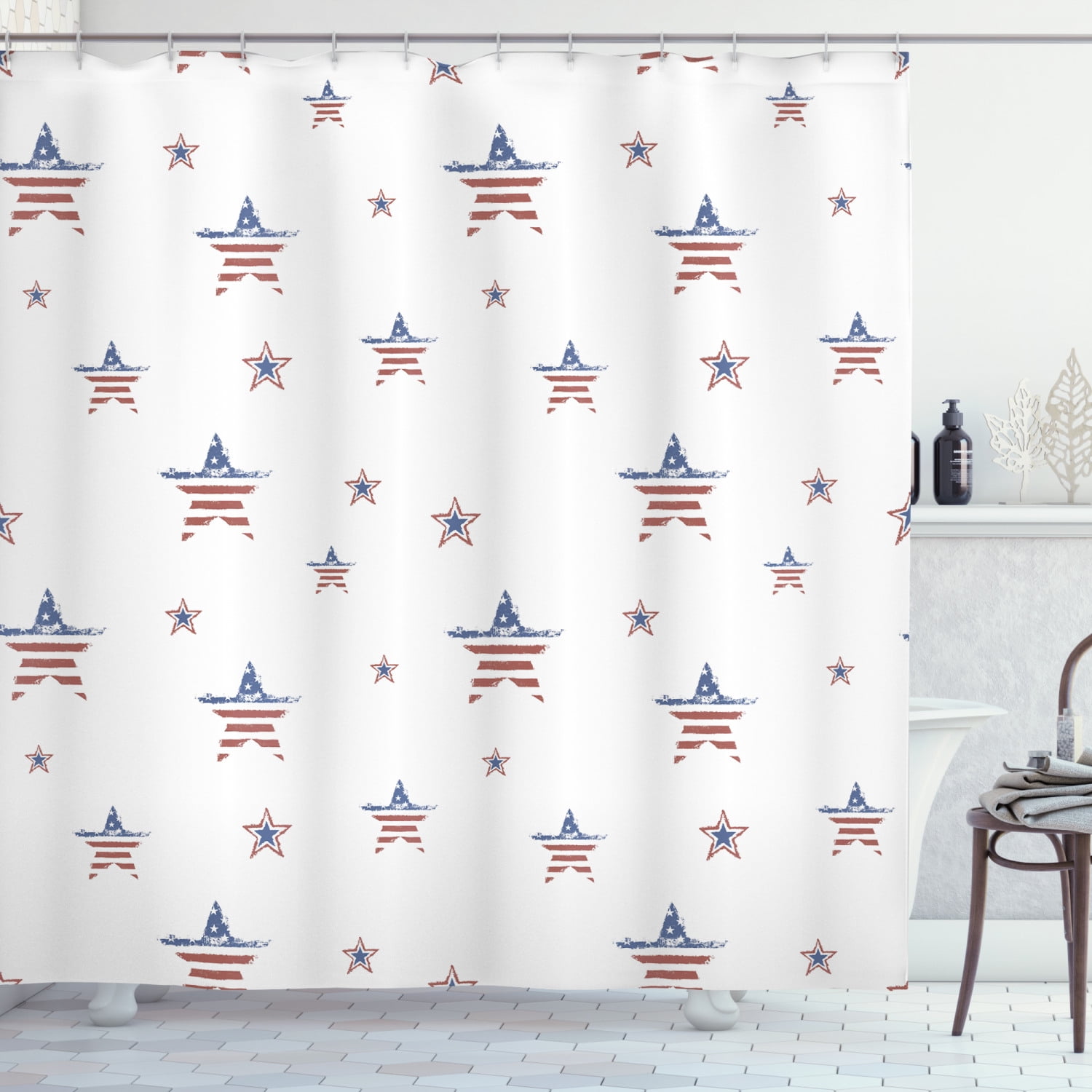 American Flag Shower Curtain Fourth of July Independence Day Themed 72X72in 