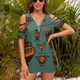 thumbnail image 3 of Ancient Greek Pottery Womens Summer V Neck Zipper Top Short Sleeve T Shirt Off Shoulder Top Casual Classy Loose Shirts, 3 of 7