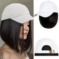 thumbnail image 6 of YEKEYI Baseball Cap with Hair Extensions Hat Wig Adjustable Hat Attached Short Straight Synthetic Hairpiece for Women, 6 of 9