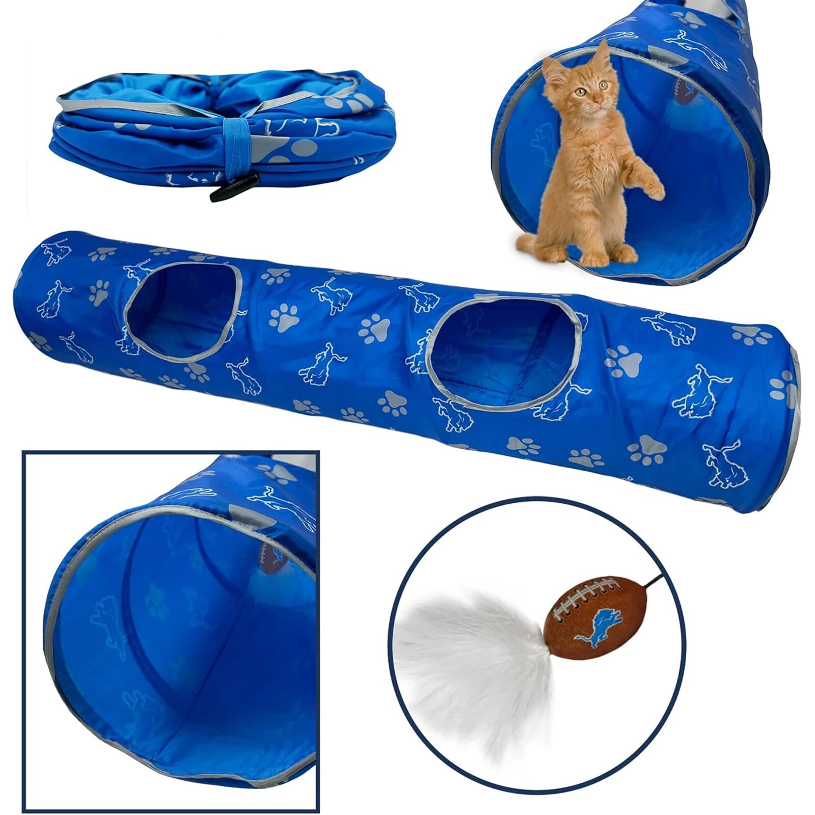 Pets First NFL Cat Tunnel Tube Toy & Plush Football Toy Filled with Catnip