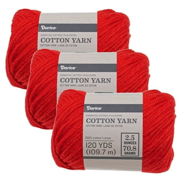 Size 4 Medium 100% Cotton Yarn - 3 Pack of Skeins in Assorted Colors - Knit, Crochet, Weave, Knot, Macrame - Machine Washable and Dryable