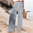 thumbnail image 2 of UTSJKR Women's Trendy Tie Dye Wide Leg Pants Loose Fit Drawstring Stretchy Palazzo Pants Soft Comfy Pajama Pants Dark Gray M, 2 of 5
