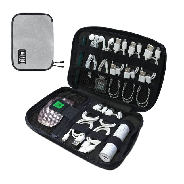 Bolsa organizadora de cables Luxtude Travel Essentials gris pequeña