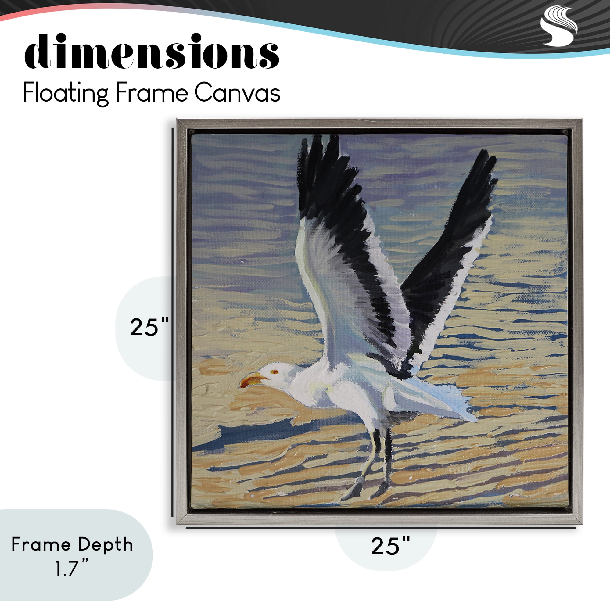 Stupell Industries Seagull Taking Flight Gray Framed Floater Canvas Wall Art, design by Violeta Vollmer