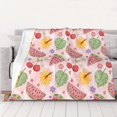 thumbnail image 5 of YFYANG Lightweight Warm Flannel Blanket, Pink Watermelon Floral Doodle Throw Blanket for Bed, Sofa, Travel, Camping, 80"x60", 5 of 7