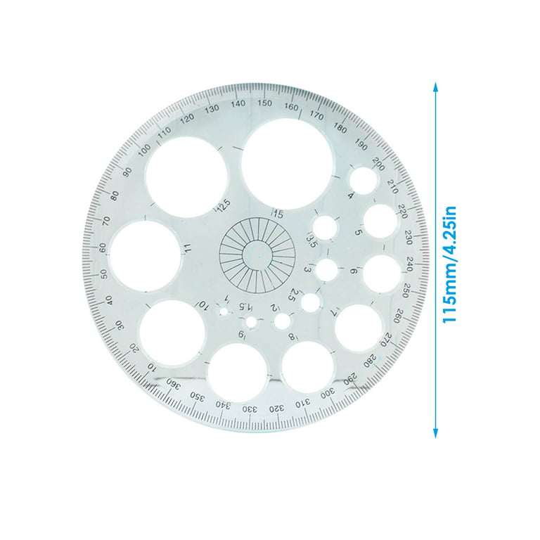 360 Degree Protractor Circle Ruler, 15 pieces Clear Plastic Protractor  Radius 4.5 Inch Compass Drawing Ruler Template for Office School Supplies