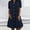 Dark Blue, variant on Women's Denim Shirt Dress Collar V Neck Short Sleeve Jean Dress Button Down A-Line Midi Dress with Pockets