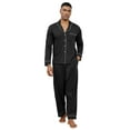thumbnail image 4 of Mens Breathable Jersey Cotton Pajama Set - Button Down Soft Long Sleeve Sleepwear with Side Pockets, Relaxed Fit (Black,S), 4 of 10