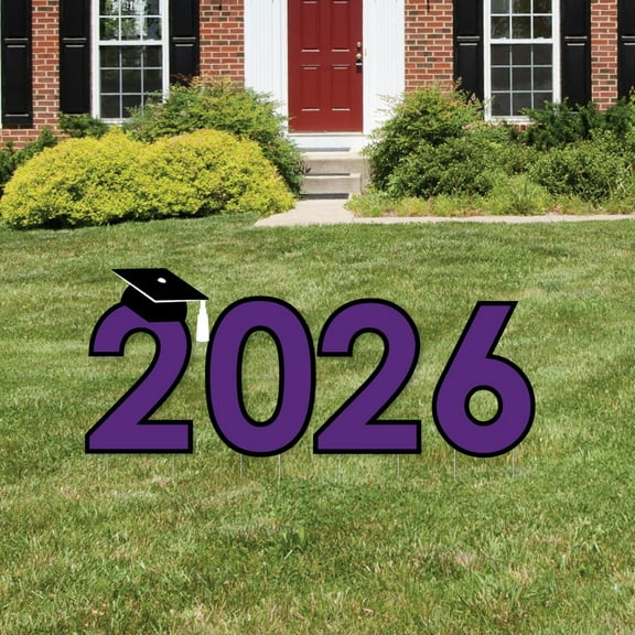 Big Dot of Happiness Purple 2026 Graduation Party Yard Signs - Outdoor Lawn Decorations - 2026