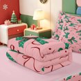 thumbnail image 5 of Manfei Elegant Christmas Tree Zipper Queen Comforter Set with Fitted Sheet and 2 Pillowcases,Merry Xmas Zipper Bedding Set,Pink Reversible,4pcs, 5 of 7