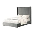 thumbnail image 4 of Wolo Full Bed-Gray Fur Chenille Ribbed Upholstery-Wing Headboard, 4 of 6