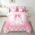 thumbnail image 2 of jejeloiu Letter A Monogrammed Twin Bedding Sets 7-Piece,Cute Bow Cowtie Bedding Comforter Set,Pink Glitter Print Sheet Sets For Child,Microfiber Room Decorative Reversible, 2 of 8