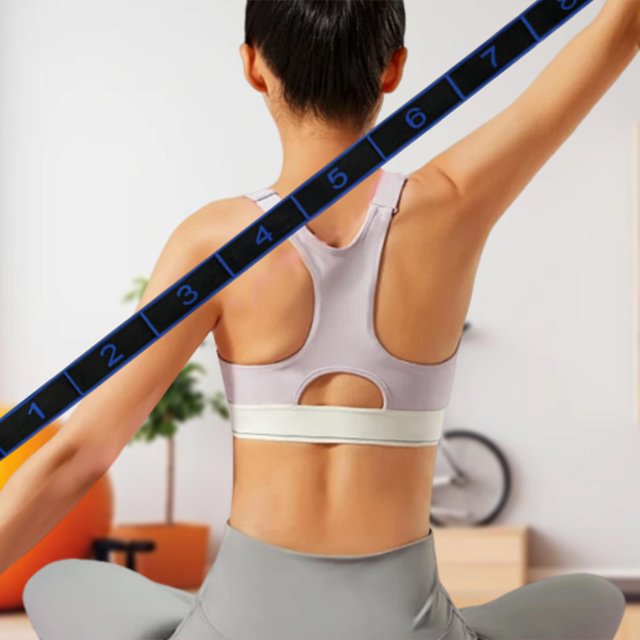 DYNWAVECA 8 Segment Stretch Strap Elastic Strap for Upper Lower Body Leg Shoulder Blue