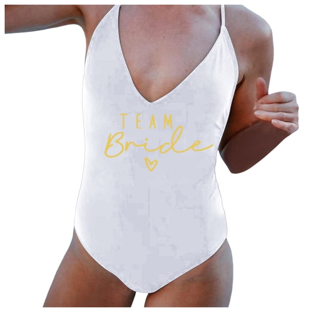 MKLEKYY Trajes De Baño Dama Women V Neck Fashion Print Strap Swimsuit Sexy Bikini Swimwear Bathing Backless Sleeveless Swimsuit
