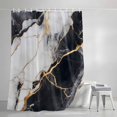 thumbnail image 3 of Shower Curtains for Bathroom, Marble Black Waterproof Fabric Shower Curtain, Abstract Gold White Brick Stone Motif Decorative Bathroom Curtain for Bathtub, 66"x72", No Hooks Included, 3 of 9