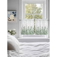 thumbnail image 3 of Spring Emerald Green Eucalyptus 2 Panel Kitchen Curtains for Small Windows, Botanical Leaf Country Bathroom Tier Curtain, Short Window Treatment for Bedroom/Living Room 55"x24", 3 of 6