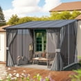 thumbnail image 5 of AECOJOY 10' x 10' Lean to Gazebo with Netting and Curtain Outdoor Hardtop Gazebo Aluminum Metal Pergola ​For Garden, Patio, Backyard-​Dark ​Gray, 5 of 8