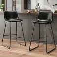 thumbnail image 4 of GIKPAL Bar Stools 26" Faux Leather Counter Height Barstools with Back Set of 2, Modern Counter Stools with Metal Legs and Footrest, Armless Chairs with Back for Kitchen Living Room Pub, Black, 4 of 7