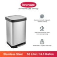 thumbnail image 3 of Innovaze 14.5 Gallon Trash Can, Stainless Steel Rectangular Step on Kitchen Garbage Can, Silver, 3 of 8
