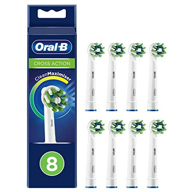 Braun Oral-B 4210201321538 CrossAction Toothbrush Cleanmaximiser Bristles for Holistic Mouth Cleaning, Pack of 8 -