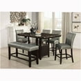 thumbnail image 7 of JERFIT Counter Height 1pc Bench Dining Room Silver Faux Leather Cushion Tufted Seat Wooden Base, 7 of 7