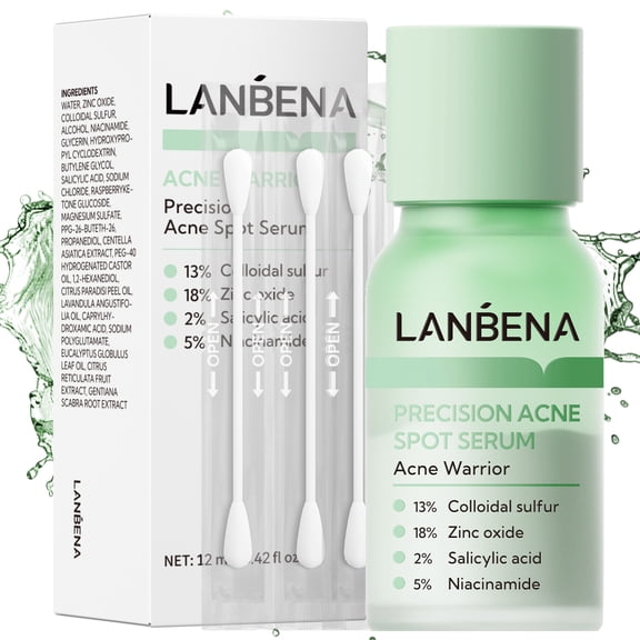LANBENA Precision Acne Spot Serum, Acne Drying Lotion, Overnight Acne Treatment For Face, Dry Out Pimples, Blemishes, Zits And Clean Pores, 0.42 Fl Oz
