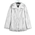 thumbnail image 6 of Women's Cropped Faux Fur Jacket Loose Lapel Long Sleeve Warm Winter Coats Shaggy Furry Outerwear with Pockets, 6 of 7