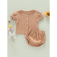 thumbnail image 2 of Coduop 2PCS Baby Girls 2pcs Outfits Short Sleeve Button Down Crop Tops Shorts Set Casual Clothes, 2 of 7