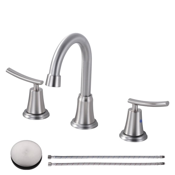 WOWOW 8 in. Widespread Double Handle Bathroom Faucet in Brushed Nickel