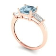 thumbnail image 2 of 1.62 ctw 3 Stone Anniversary Ring for Women | Square Emerald Cut Simulated Blue Diamond | Hyperallergenic Solid 14K Rose Gold, 2 of 5