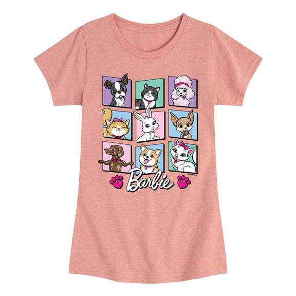 Barbie - Pet Grid - Toddler And Youth Girls Fitted Short Sleeve Graphic T-Shirt