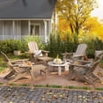 thumbnail image 3 of 2PCS Folding Adirondack Chair with Retractable Ottoman, HDPE All-Weather Resistant Adjustable Backrest Adirondack Chair w/4 in 1 Cup Holder Trays, Wood Texture Brown, 3 of 7