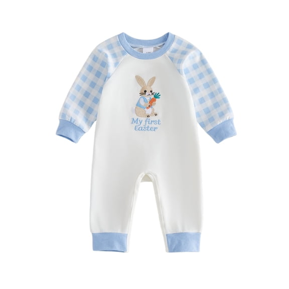 BemeyourBBs Newborn My First Easter Baby Boy Girl Easter Outfit Cute Bunny Romper Long Sleeve Rabbit FullLength Jumpsuit Fall Winter Spring Clothes