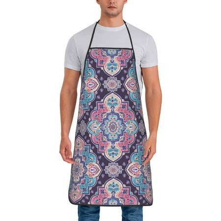 

Chef Aprons for Men and Women - Mandala Boho Pattern Oil-Resistant Bib Aprons for Cooking Waterproof BBQ Grilling Kitchen Aprons Gifts for Women and Men