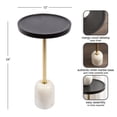 thumbnail image 5 of Kate and Laurel Shorrock Round Mango Wood Side Table, 12 x 12 x 24, Black, Gold, and White Marble, Modern Pedestal End Table with Marble Base for Bedroom Nightstand or Living Room Plant Stand, 5 of 8
