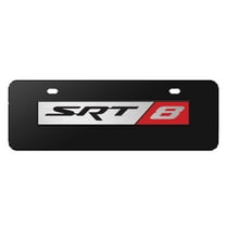 Dodge SRT-8 Logo 3D Logo 12" x 4.25" European Look Black Half-Size Stainless Steel License Plate