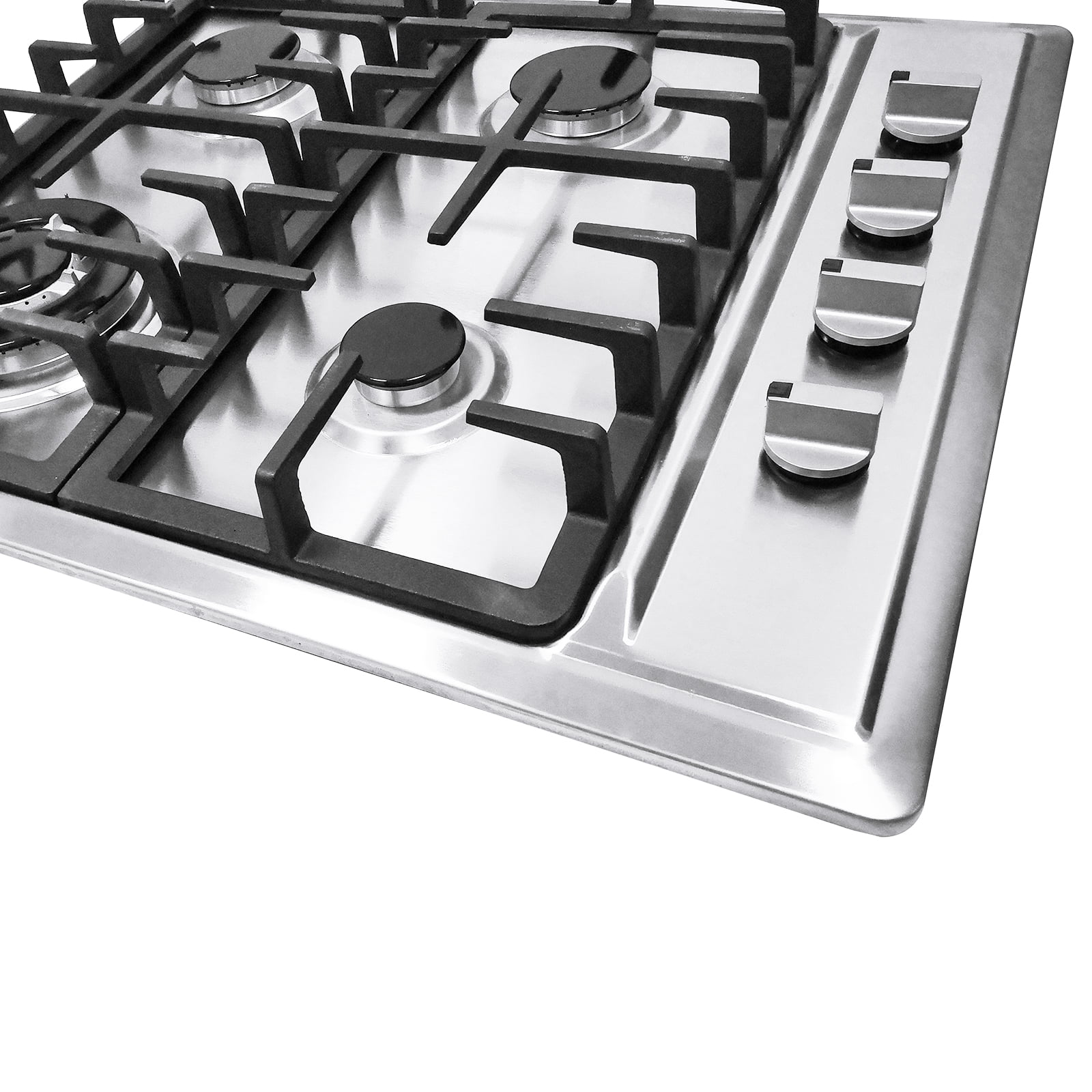 Wildnix Gas Cooktop with 4 High-Powered Burners – Cast Iron Grates, Energy-Efficient, Safe Ignition, Even Heating for Cooking Multiple Dishes at Once, Ideal for Home Kitchens