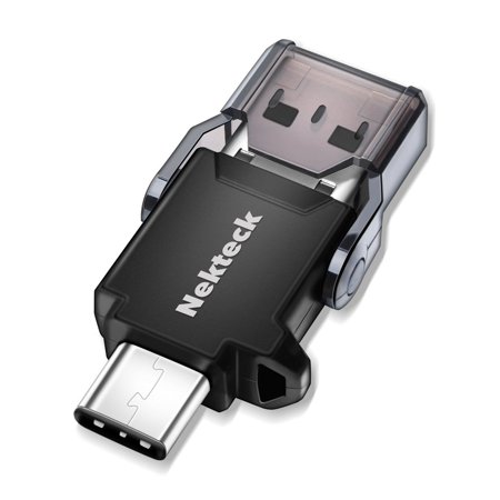 Nekteck USB Type C OTG Micro SD Card Reader with Additional Standard USB